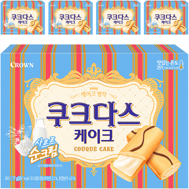 COUQUE D'ASSE CROWN皇冠鮮奶油夾心蛋糕, 77g, 5盒