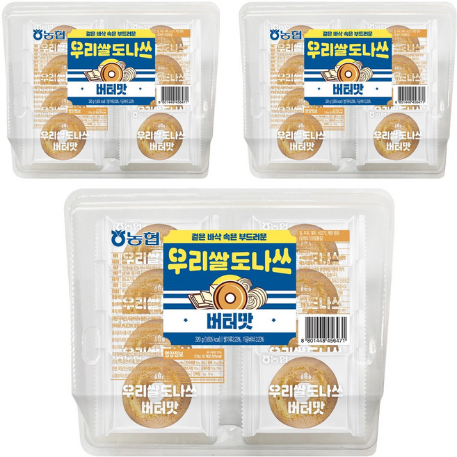 농협 우리쌀도나쓰 버터맛 8p, 320g, 3개