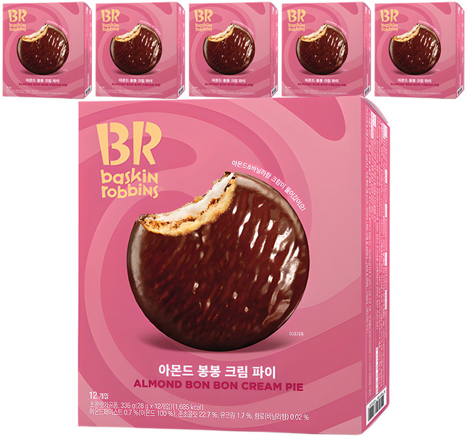 배스킨라빈스 아몬드 봉봉 크림 파이, 336g, 6개
