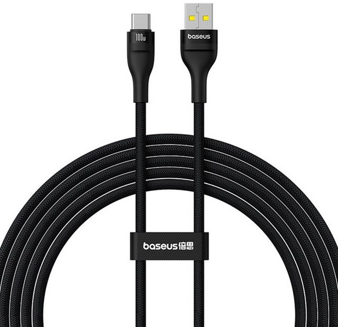 Baseus 倍思 閃速系列 2 USB to Type-C 100W 全相容快充傳輸線, 星曜黑, 2m, 1條