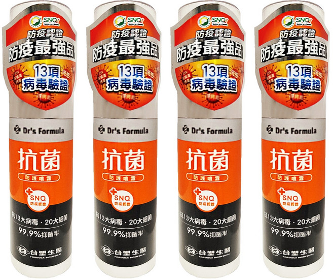 台塑生醫 Dr's Formula 抗菌防護噴霧瓶, 100g, 4瓶