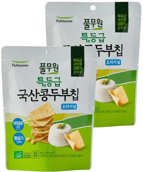 풀무원 특등급 콩 두부칩 오리지널, 40g, 2개