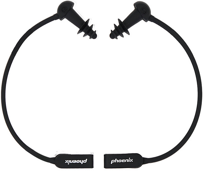 피닉스 분실방지 실리콘 코드 수영 귀마개 PNE-200, 블랙, 1개