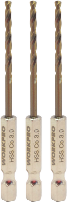 워크프로 육각코발트 드릴 스텐기리 3mm WP400303, 3개