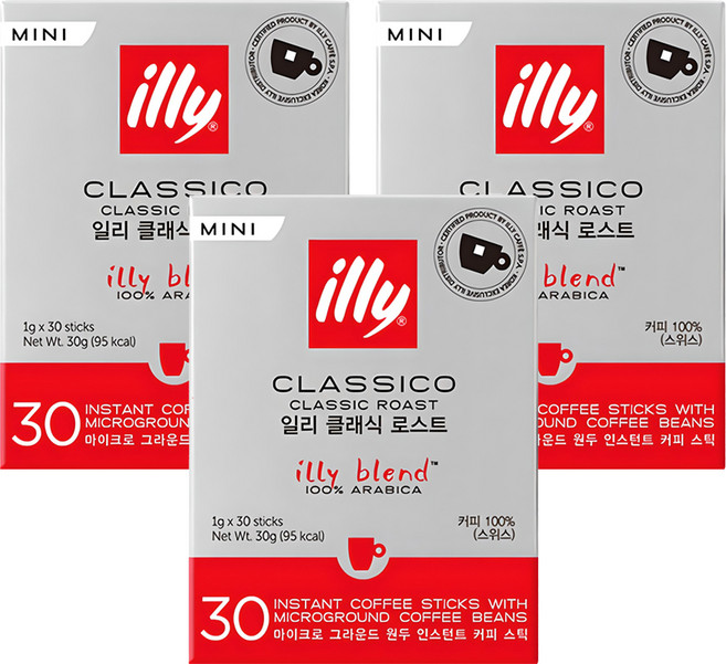 일리 클래식 로스트 미니 스틱원두커피, 1g, 30개입, 3개