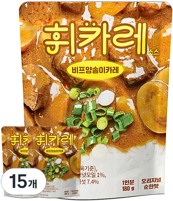 휘카레 한남동 비프양송이카레 순한맛, 180g, 15개