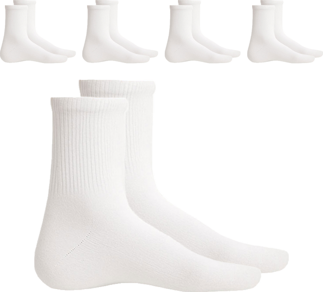 Dadoori 男款 雙層氣墊中筒運動襪, 白色, 5雙