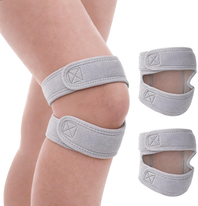 피넬 고탄력 이중 보호 러닝 슬개골 무릎보호대 2p, 그레이, 1개