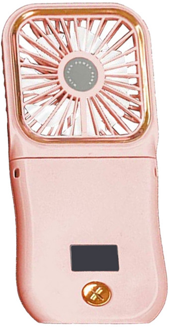 紅點生活 液顯折疊升降手機架掛脖風扇 - F30 3000mAh電池容量 180°折疊調節 帶掛繩, 櫻花粉