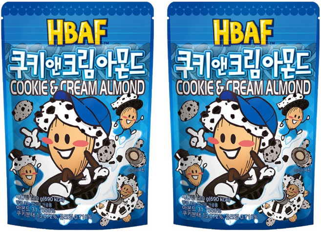 바프 쿠키 앤 크림 아몬드, 120g, 2개
