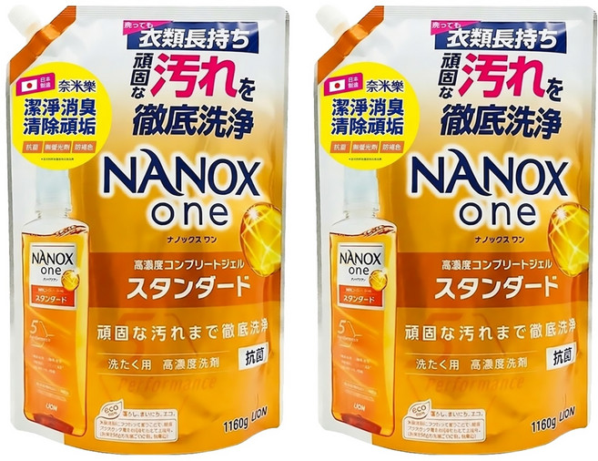 LION 獅王 NANOX one 奈米樂 超濃縮抗菌洗衣精補充包 潔淨消臭, 1.16kg, 2包