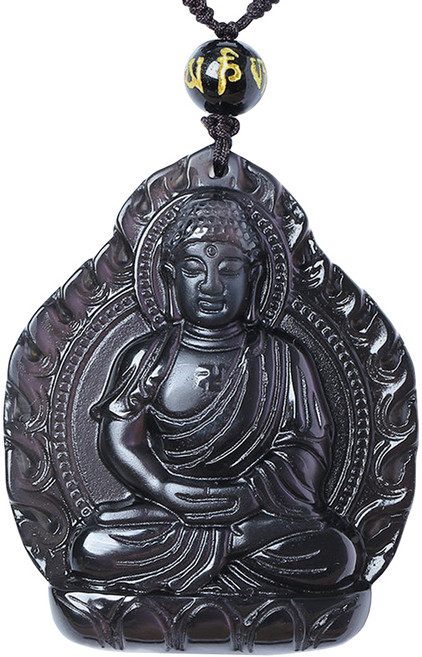 喜緣玉品 十二生肖八大守護神古典黑曜石玉珮 53 x 35 x 11mm, 阿彌陀佛 狗豬, 1個