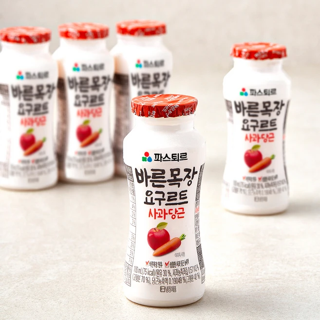 파스퇴르 바른목장 사과당근 요구르트, 100ml, 5개입, 1개 - 쿠팡