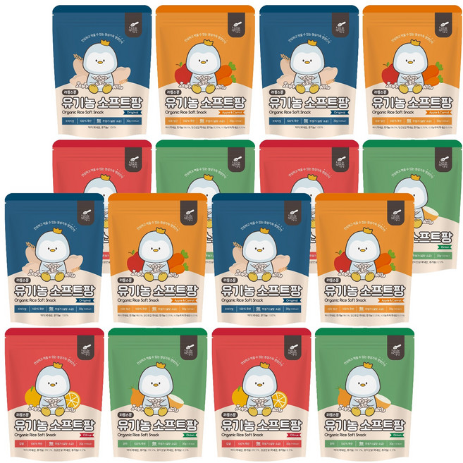 리틀스푼 유기농 소프트팡 4종, 현미, 양파, 사과당근, 감귤, 30g, 4세트