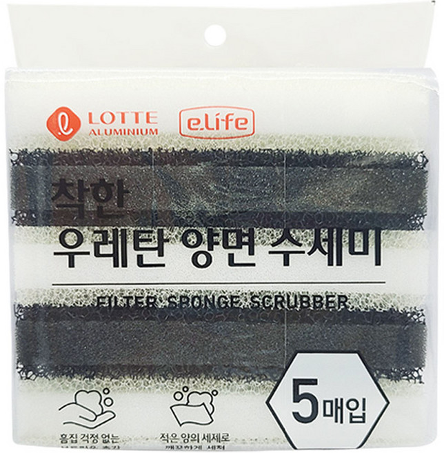 롯데이라이프 착한 우레탄 양면 수세미, 1개, 1개