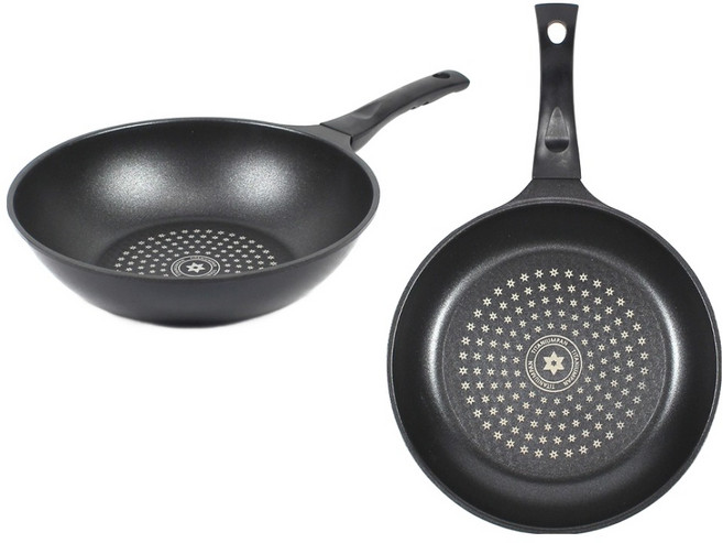 키친아트 뉴 티타늄 코팅 프라이팬 세트 2개, 블랙, 궁중팬 28cm + 프라이팬 26cm, 1세트