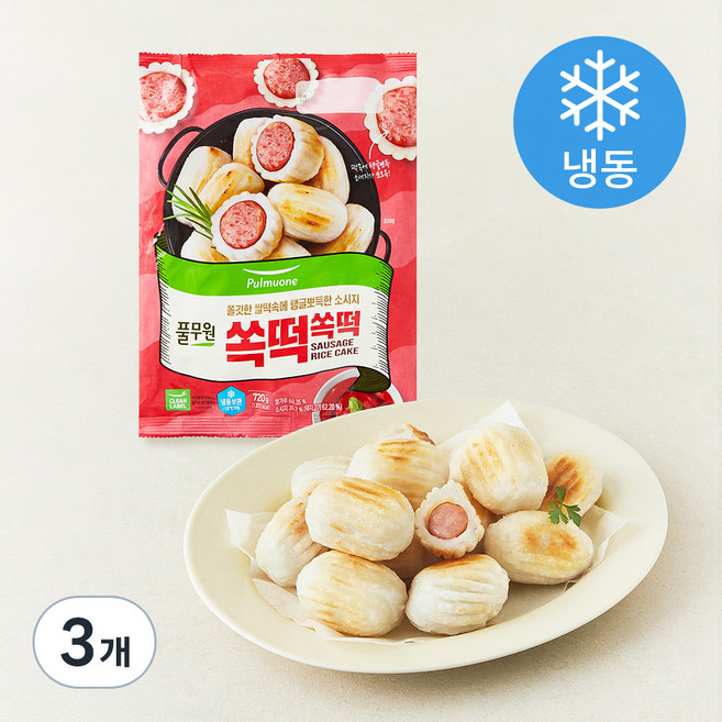 풀무원 탱글뽀득한 소시지 쏙떡쏙떡 (냉동), 720g, 3개