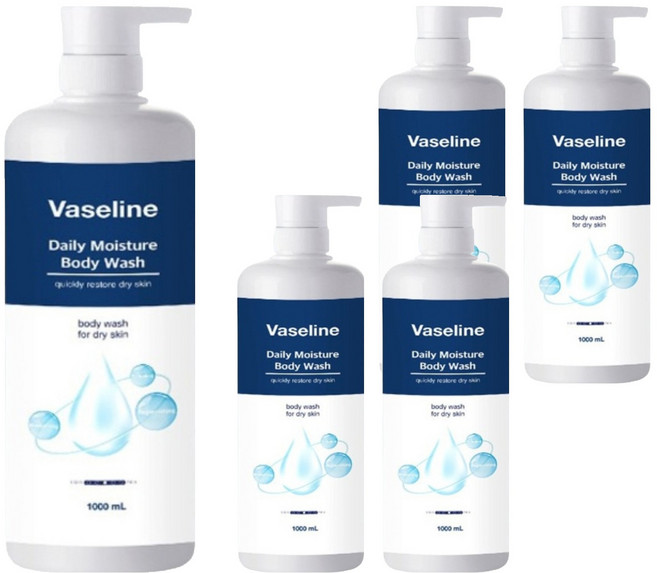 애경바세린 데일리 모이스처 바디워시, 1L, 5개