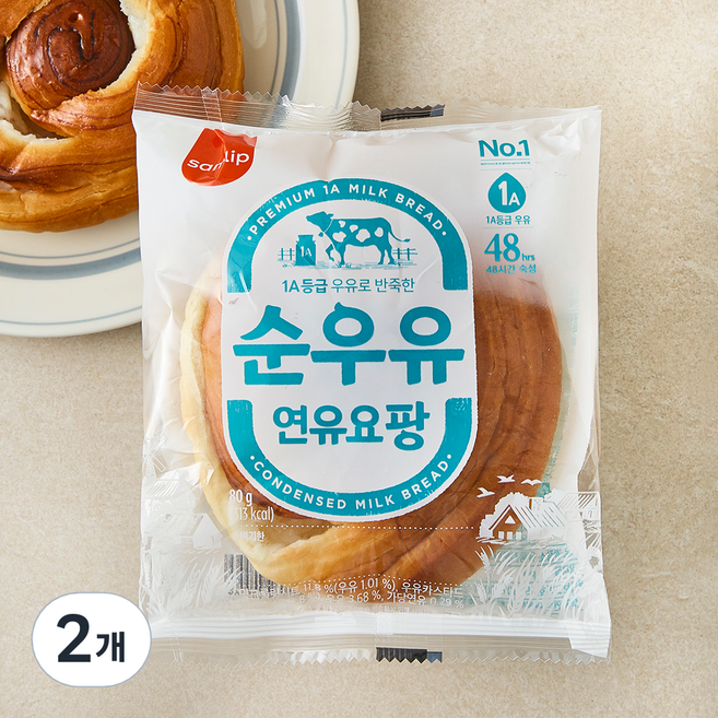 삼립 순우유 연유요팡, 80g, 1개입, 2개