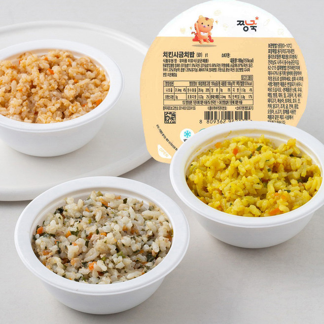 짱죽 냉장 이유식 완료기 아기밥(13~14개월부터) C세트, (치킨시금치밥 + 참치야채밥 + 카레달걀찜밥 + 비프토마토리조또) x 180g, 1세트