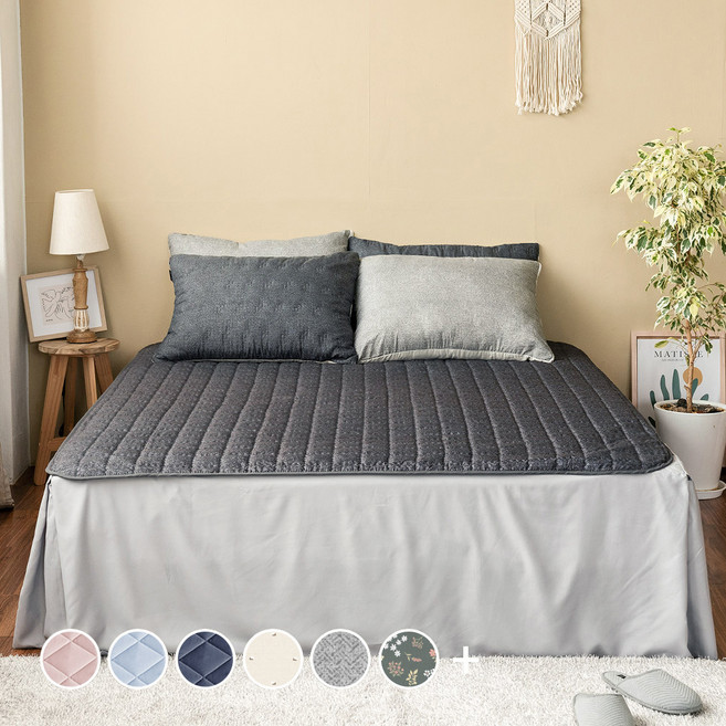 더자리 데일리 프레쉬 누빔 침대패드 고정밴드형, 브리앤차콜