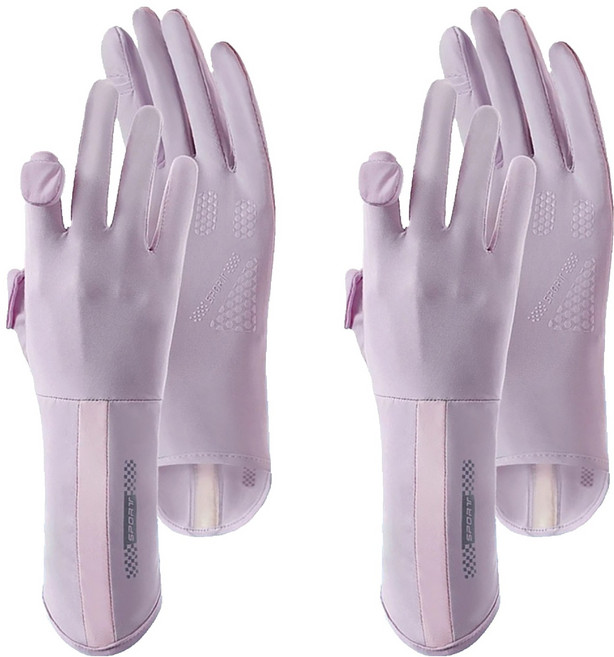 咪咪購物 冰絲防曬手套 涼感手套 機車手套 騎車手套 騎行手套 觸控手套 透氣手套 露指手套 2雙, 紫色