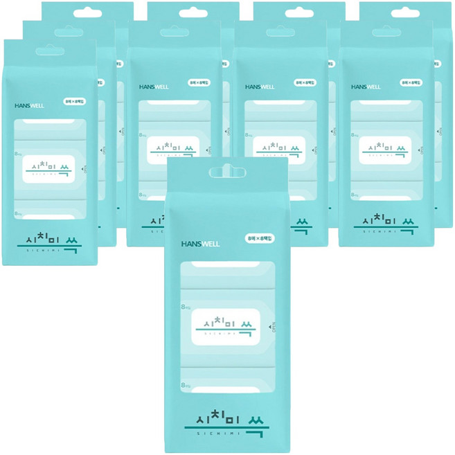 시치미 데일리 미니 물티슈 휴대형, 8매, 10개