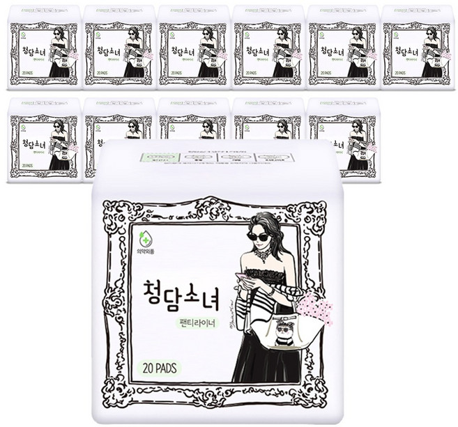 청담소녀 팬티라이너, 롱, 20개입, 12개