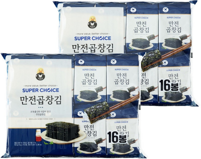 만전김 슈퍼초이스 곱창김, 4g, 32개