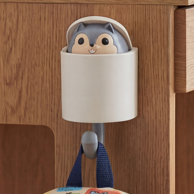 마메 무타공 다람쥐 다용도걸이 후크 고리식 홀더, 그레이, 1개