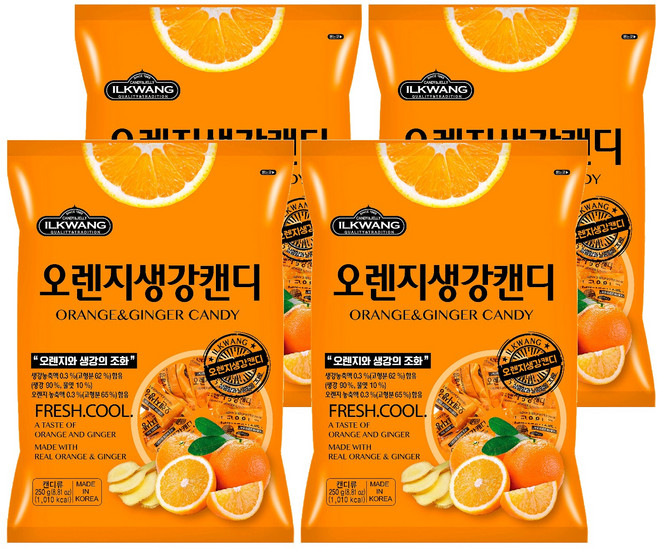 일광제과 오렌지 생강 캔디, 250g, 4개
