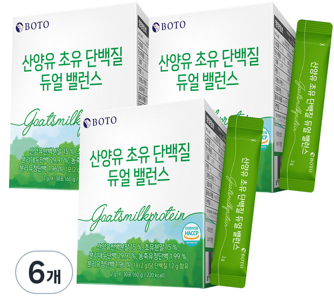 보뚜 산양유 초유 단백질 듀얼 밸런스 30p, 60g, 6개