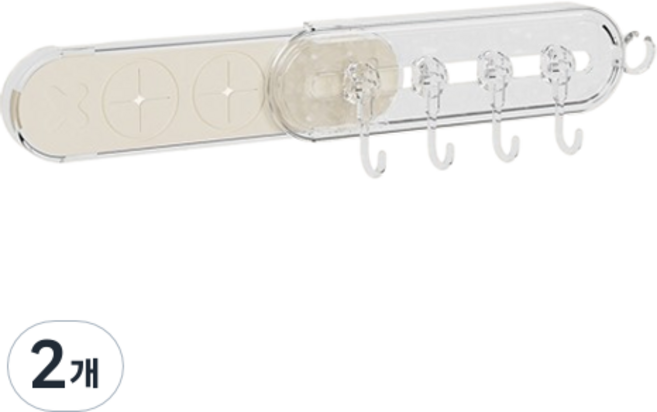 한봄누리 무타공 흡착식 걸이 다용도 벽걸이 후크, 크림, 2개