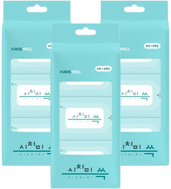 시치미 쓱 데일리 초미니 물티슈 휴대형, 8매, 3개