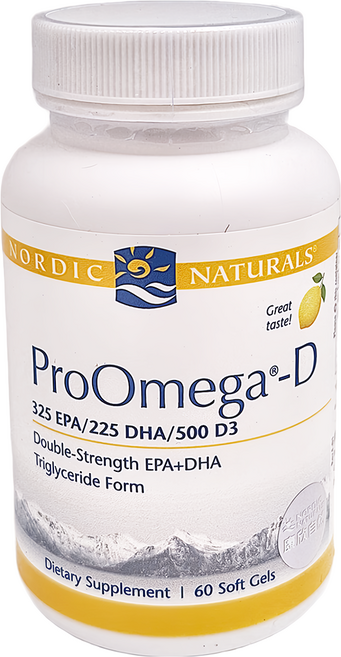 Nordic Naturals 魚油 + D膠囊 325 EPA/225 DHA/500 D3, 60顆, 1瓶