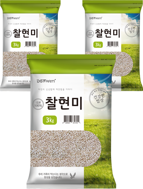 건강한밥상 국산 찰현미, 3kg, 3개