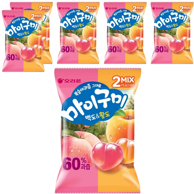 마이구미 복숭아과즙 그대로 백도황도, 6개, 66g - 쿠팡