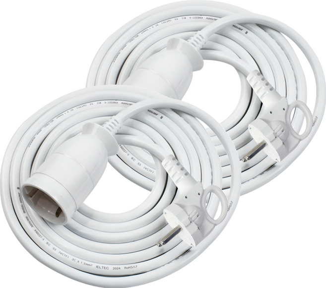 원스탑 고용량 1구 연장코드선 16A, 3m, 화이트, 2개