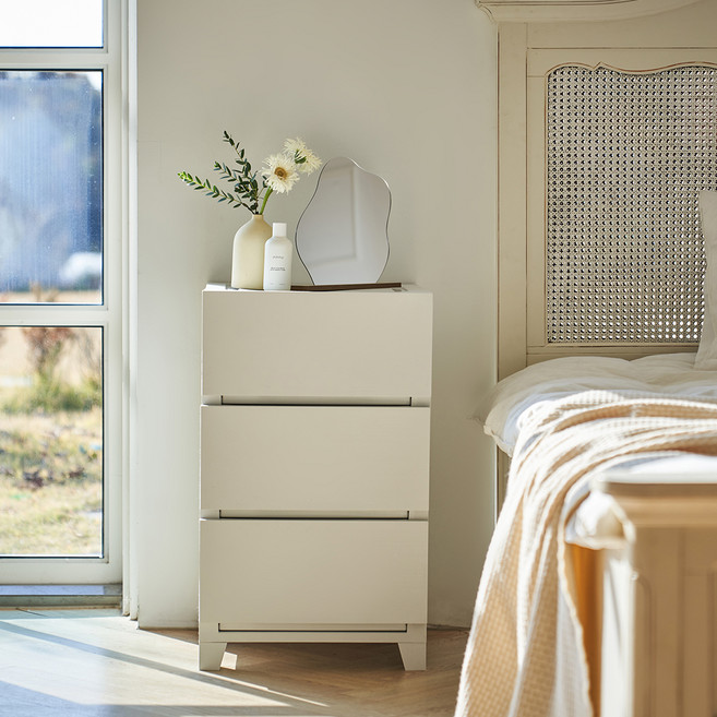 더채움 캔버스 플라스틱 서랍장, 화이트, 3단