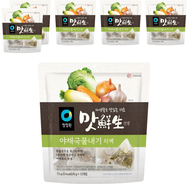 대상 청정원 맛선생 야채국물내기 티백 12p, 72g, 6개
