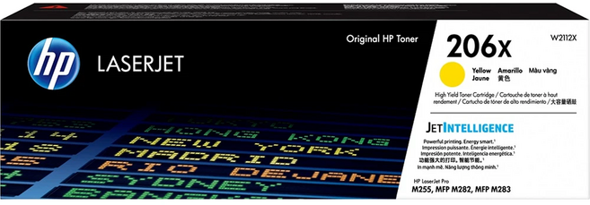 hp 惠普 HP 206X 原廠碳粉匣高印量 W2112X, 黃色, 1盒