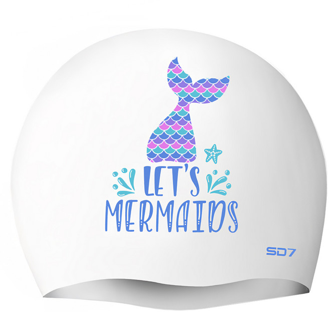 SD7 美人魚矽膠泳帽 SGL-CA321, 白色, 1個