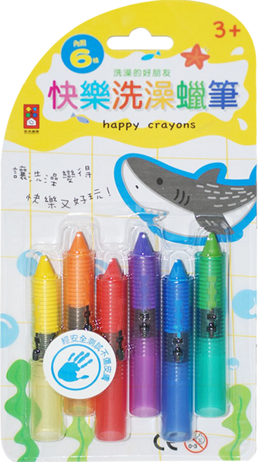 風車 FOOD超人 快樂洗澡蠟筆套裝 6色入 3歲以上適用 色彩鮮明, 快樂洗澡蠟筆, 1組