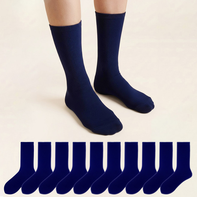 두발로 여성용 프리미엄 무지 장목 양말 10켤레