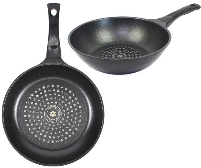 키친아트 뉴 티타늄 코팅 프라이팬 세트 2개, 블랙, 프라이팬 26cm + 궁중팬 24cm, 1세트