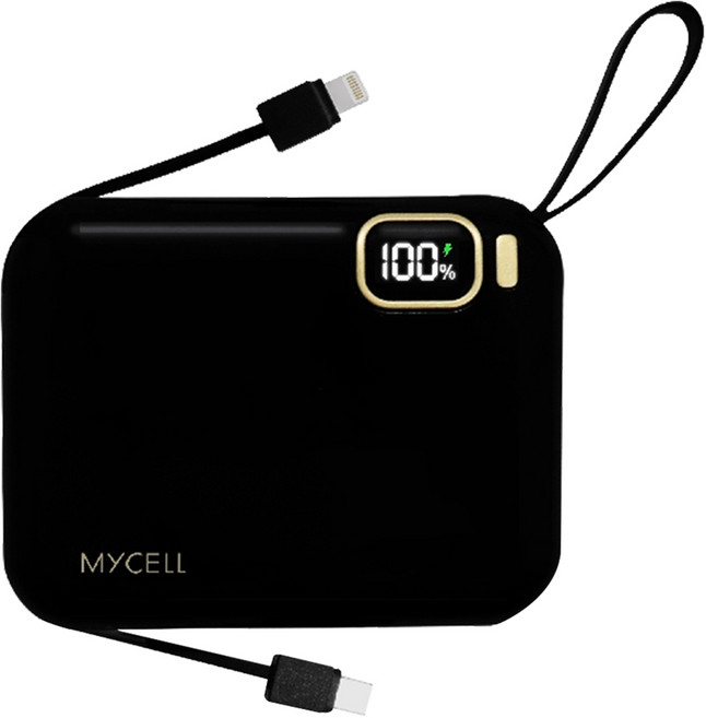 MYCEll 積進科技 MINI AIR PD 20W 帶線快充行動電源, MY-PC-049, 黑色