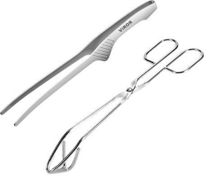 비로르 304 스텐 핀셋 주방 집게 + 삼각 가위 고기 요리 집게, 1세트