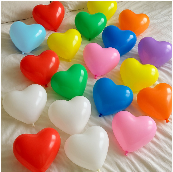 파티쇼 수입 하트모양 스탠다드 풍선 15cm 100p, 혼합색상, 1개