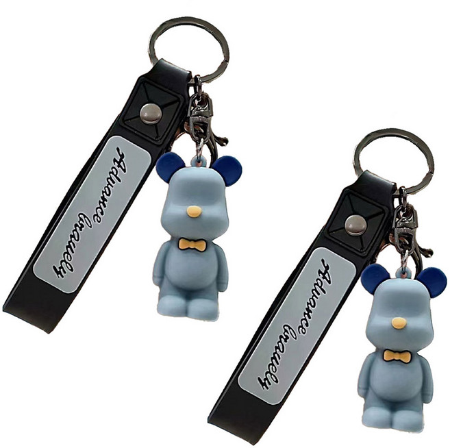 올웨일리 곰돌이 레터링 커플 키홀더 키링 TSP1544, 블루, 2개