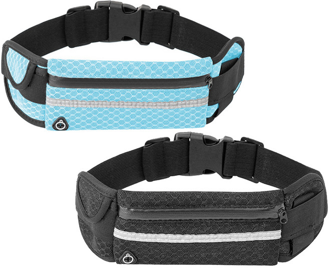 HINBA 러닝벨트 초슬림 초경량 마라톤 허리가방 2종, 검정 + 파랑, 1세트